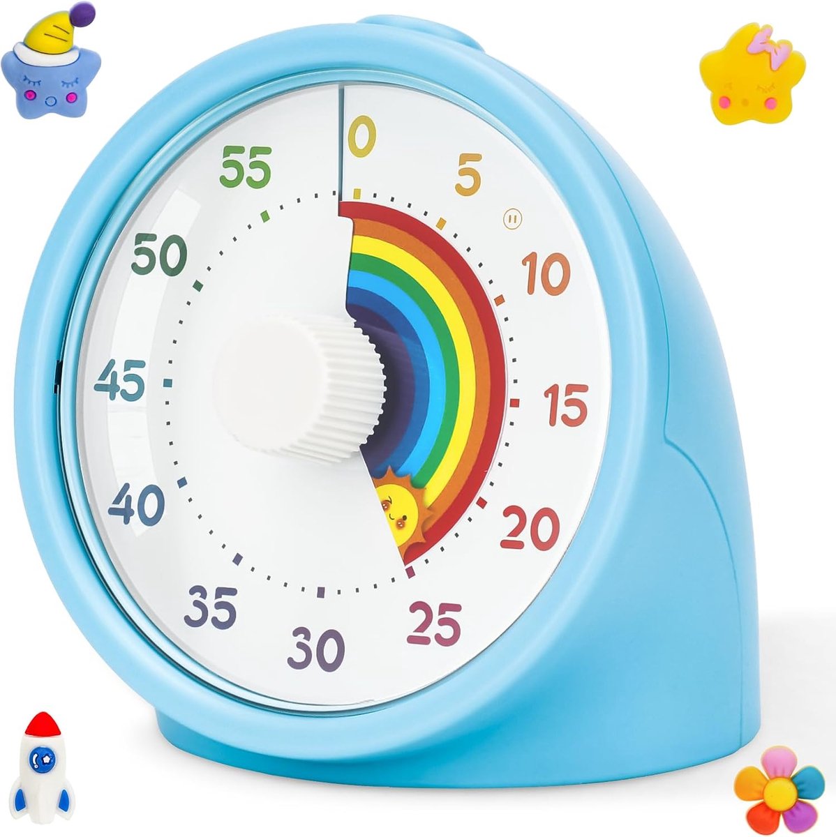 pauzeerbare countdown-timer - 60 minuten rustige Pomodoro timer met regenboogpatroon voor kinderen, klaslokaal, kantoor en keuken