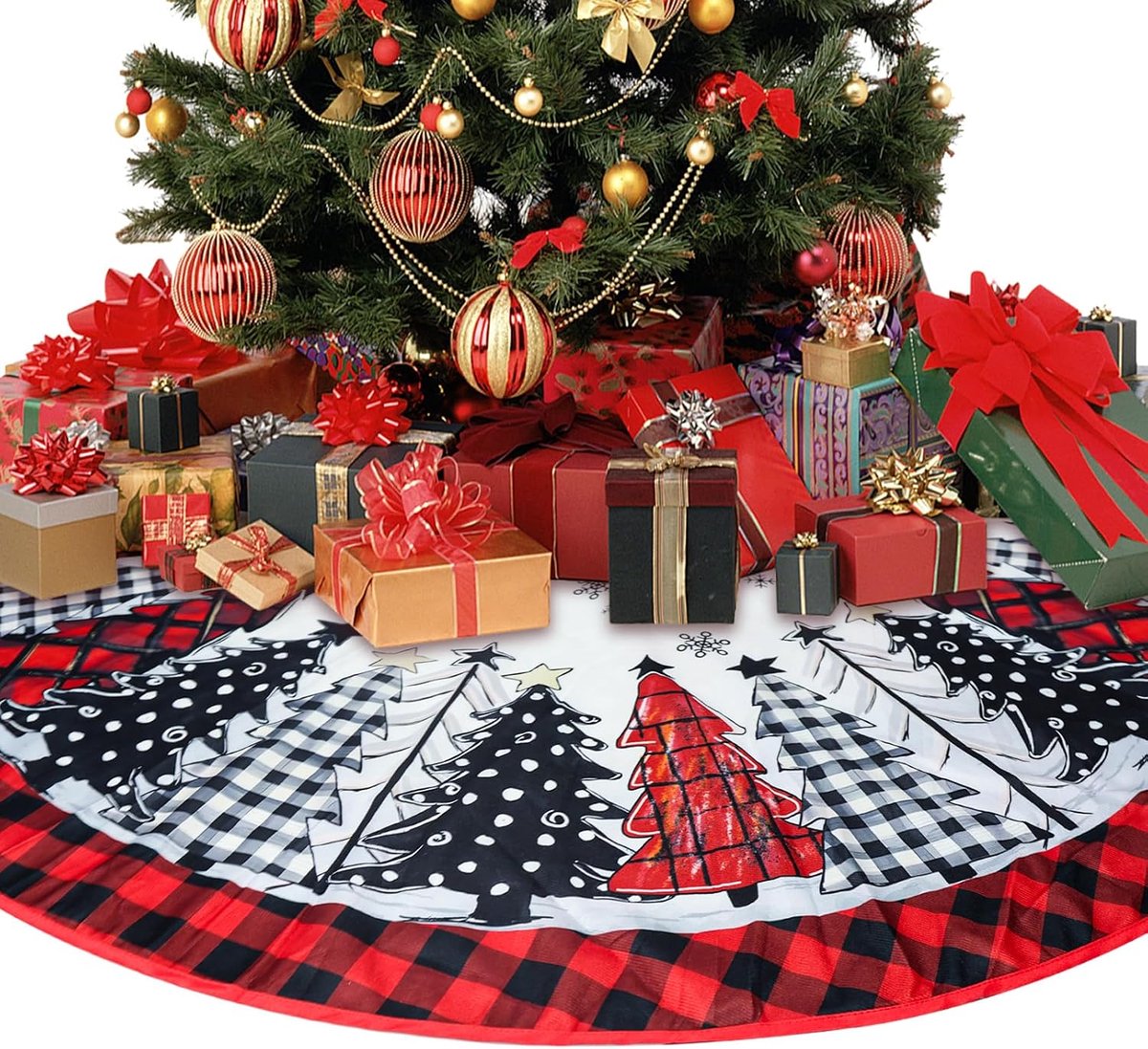 120cm Ronde Kerstboomdeken, Kerstboomhoes Polyester Kerstboomdeken voor Herbruikbaar Kerstboomstaande Mat Vloerbescherming Home Party Decoration