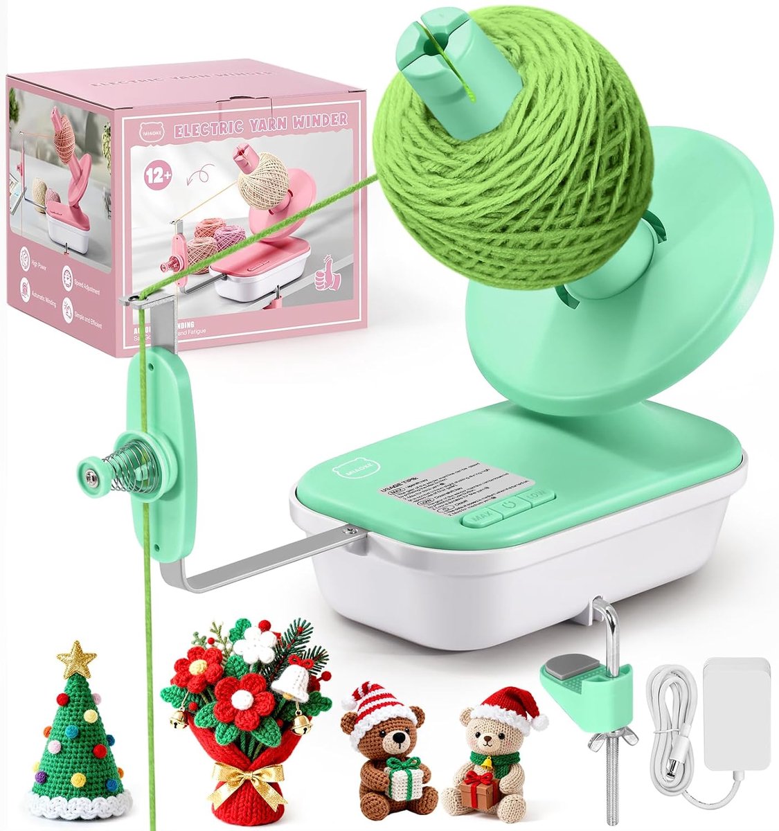 garenopwinder, snelle garenopwinder, drie snelheden, verstelbaar, 4–10 oz, grote automatische opwinder voor haken, handig en gemakkelijk te gebruiken, goede hulp bij het breien