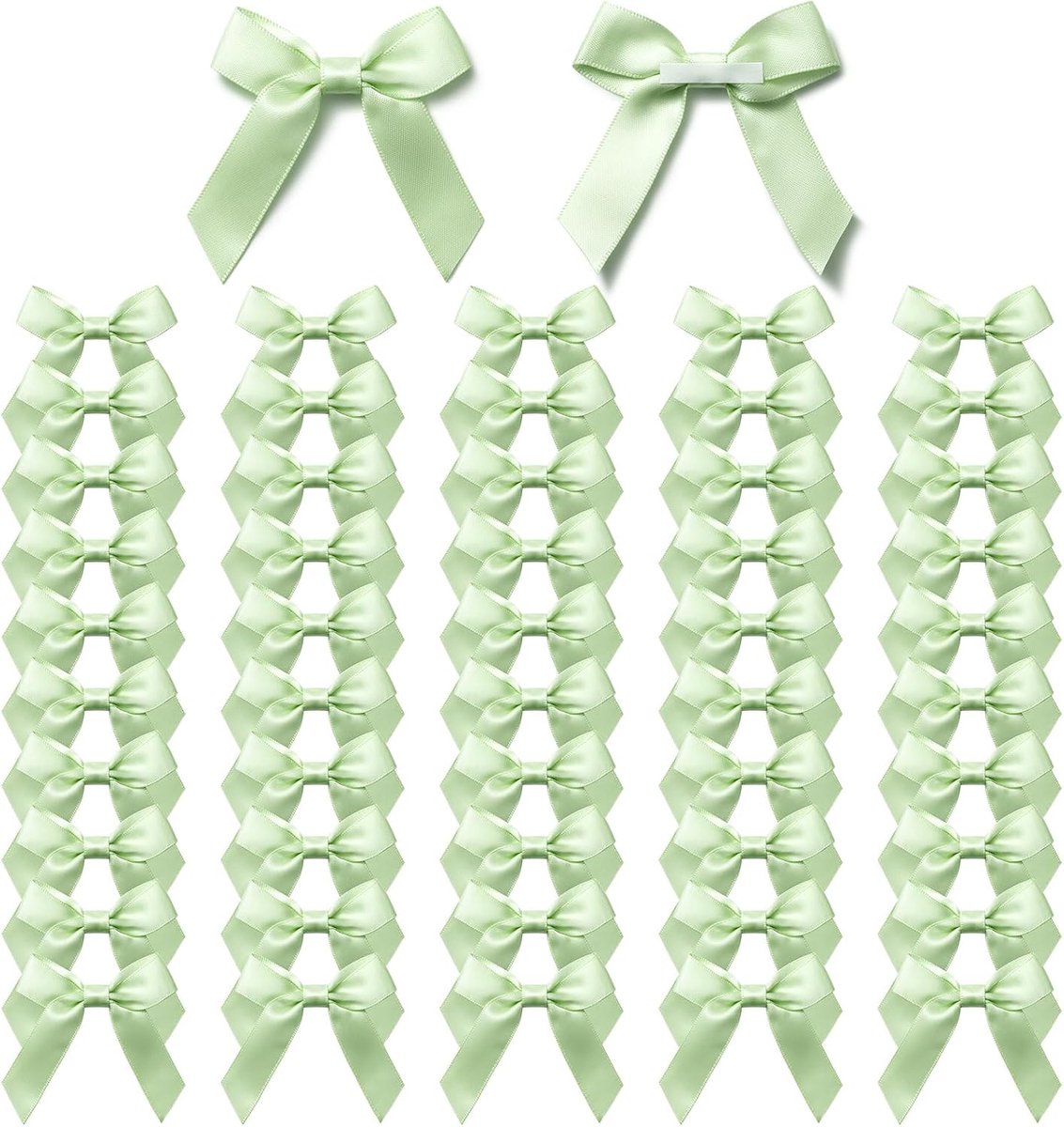 Strikjes Decoratie Zelfklevende Kerst Strikken Oceaangroen | 50 Stuks 6,5 x 6,5 cm Mini Cadeau Kerststrikken voor Bruiloft Valentijnsdag Decoratie Verjaardag Kerstboom Decoration