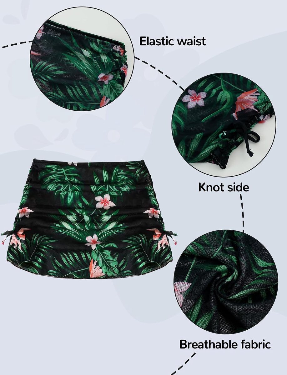 Meisjesbikiniset met rok, 3-delige badkleding, gevoerd, tieners, badmode, modieus bedrukt badpak, kinderen, 120-170 cm