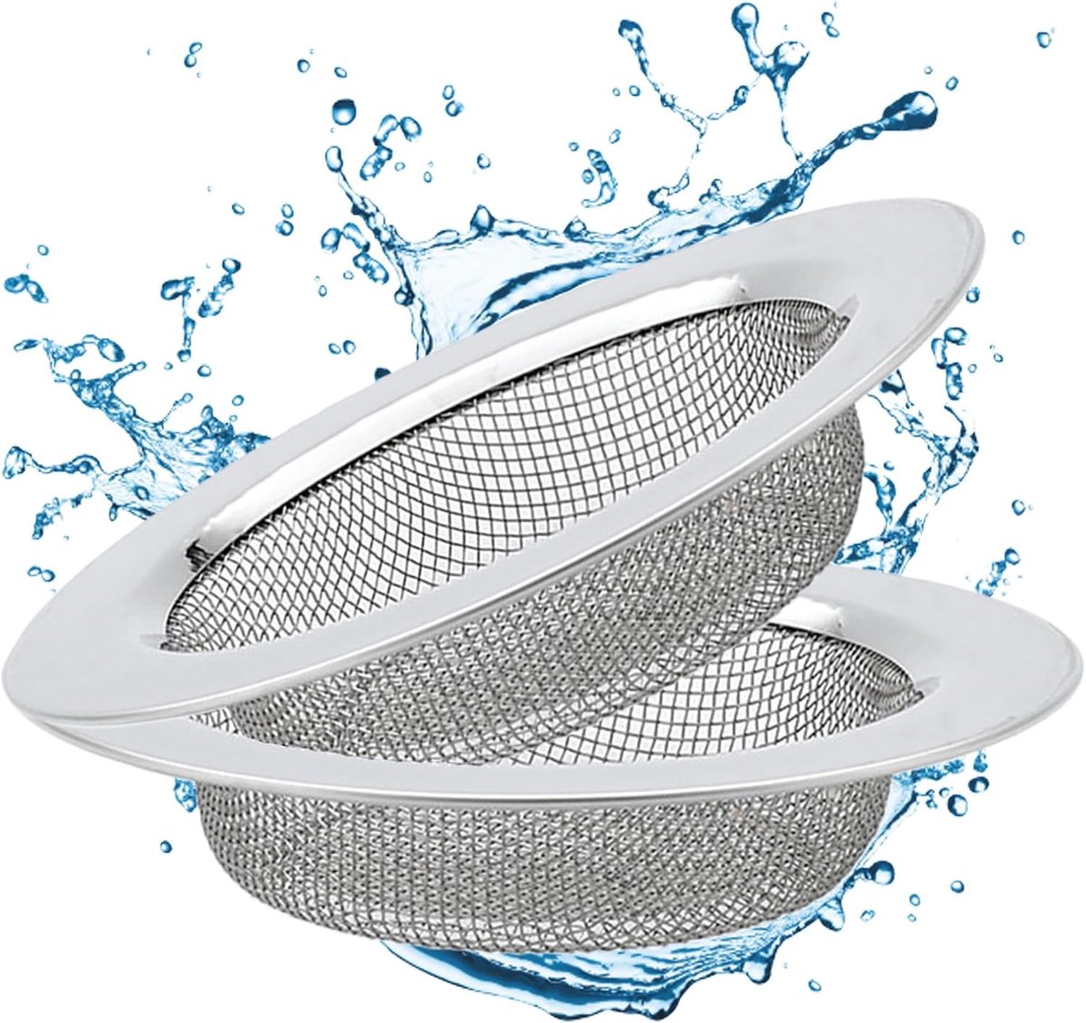 Steel Badkamer Douche Hair Filter Catcher Drain Cover Keuken Gat Plug Strainer Hole Cover (Pack van 2)