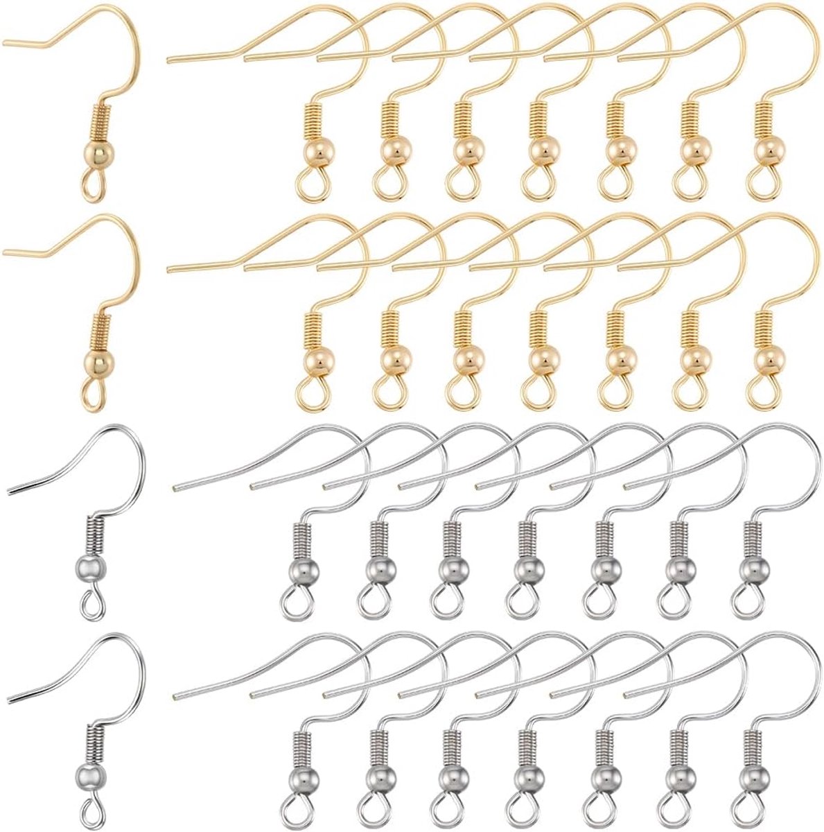 Beebeecraft 1 Doos 200Pcs Vis Oorbel Haken Met Loop 18K Verguld Roestvrij Staal Zilver Franse Oor Draden Dangle Opknoping Vishaak Oorbel Bevindingen Voor Sieraden Maken Levert Diy Ambachten Vrouwen