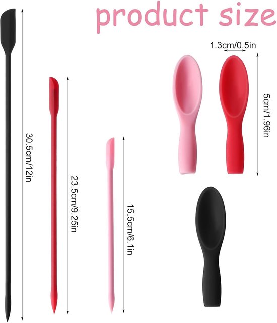 Spatels Make-up, Siliconen Cosmetische Spatel, Herbruikbare Make-up Spatels, Mini Spatel voor Cosmetica Set voor Cosmetische Flessen en Keukenpotten (3 Kleuren) — afbeelding 2
