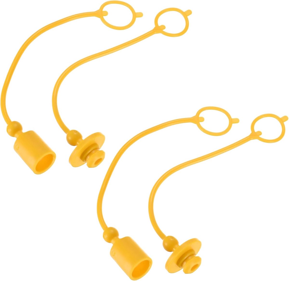 Hydraulische koppeling stofkap en vrouwelijke stekkerafdekking 1/4 ISO-B PVC rubberen afdekkingen met retentiering, snelkoppelingen voor hydraulische koppelingen dop [geel]