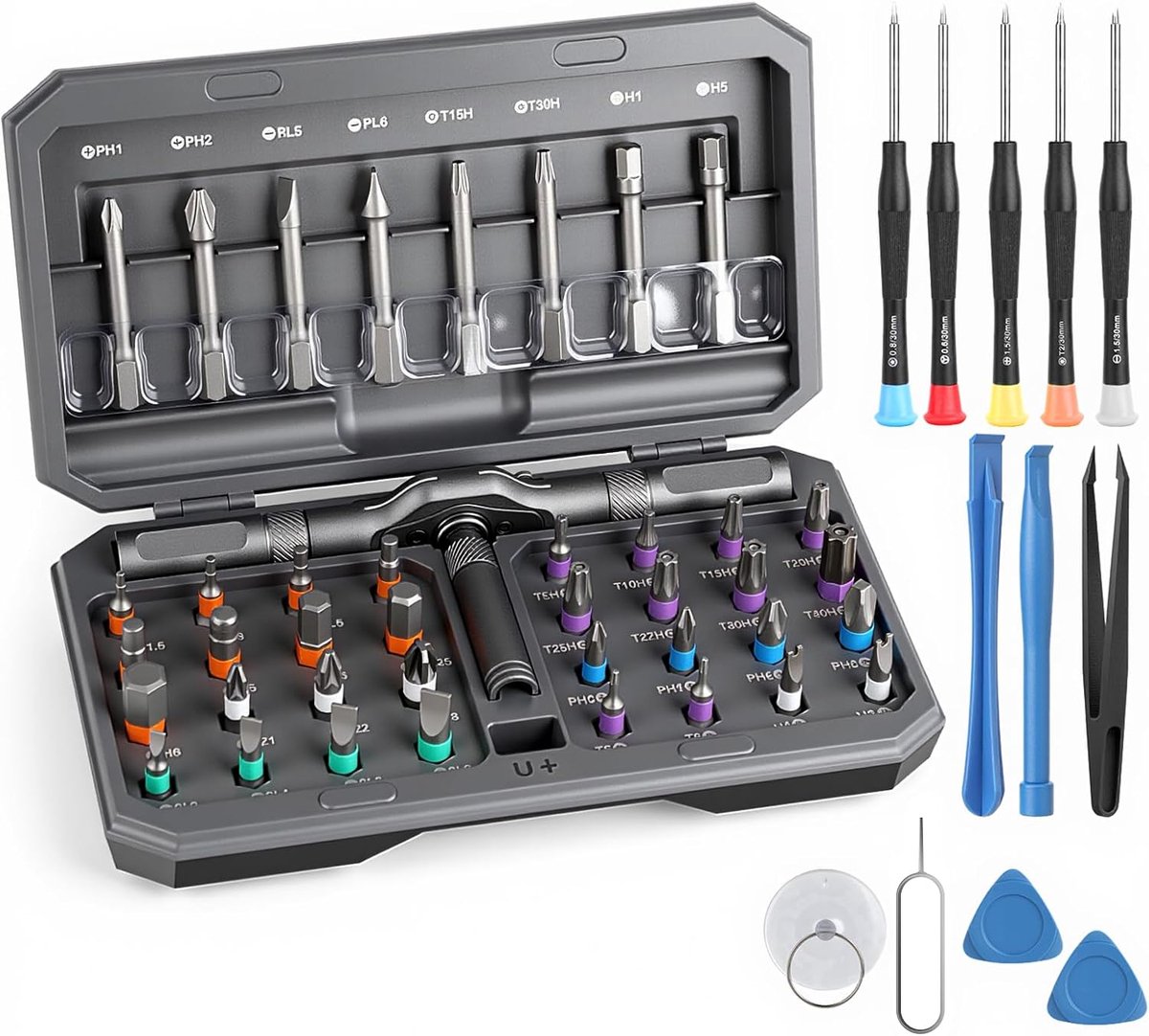 schroevendraaier, multi-bit ratel schroevendraaier set met opbergkoffer, draagbare reparatie tool kit voor meubels, computer, horloge, fietsen, horloge, enz