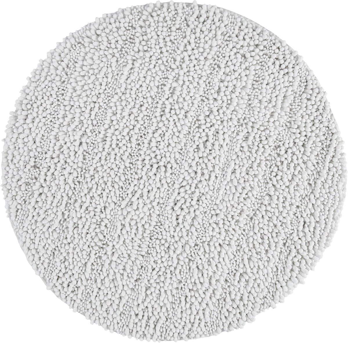 Home Basics Benno - zacht hoogpolig chenille badtapijt, antislip, machinewasbaar, warm en gezellig (80 cm rond, wit)