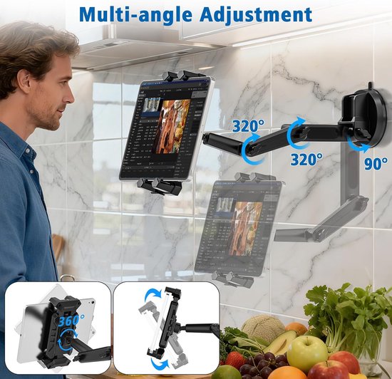 Tablethouder voor Auto, iPadhouder Vrachtwagen, Heavy Duty tablethouder Super Zuignap, 360° Draaibare Dashboard Voorruit iPadhouder voor iPad Pro/Air/Mini 4.7-13.5"Tablets Mobiele Telefoons — afbeelding 3