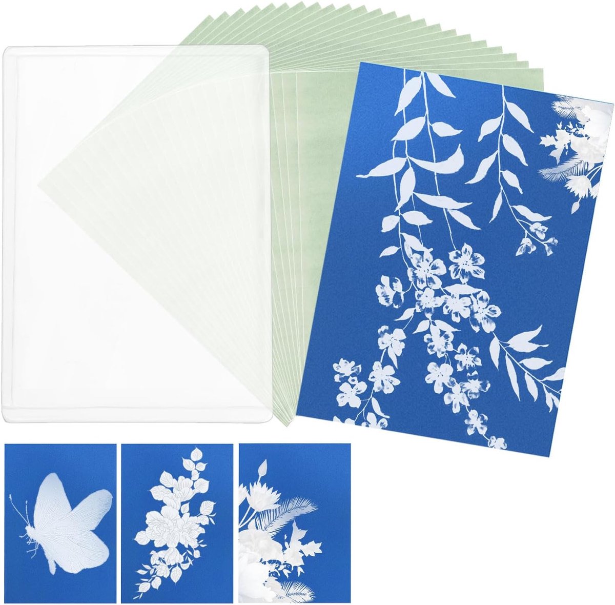 24st Sun Print Paper Kit, A4 Cyanotype Papier en Map Zeer Gevoelig Zon-/Zonne-Geactiveerd Printpapier Zonlichtfotografie en Knutselprojecten Benodigdheden voor Doe-het-Zelf Kunstonderwijs