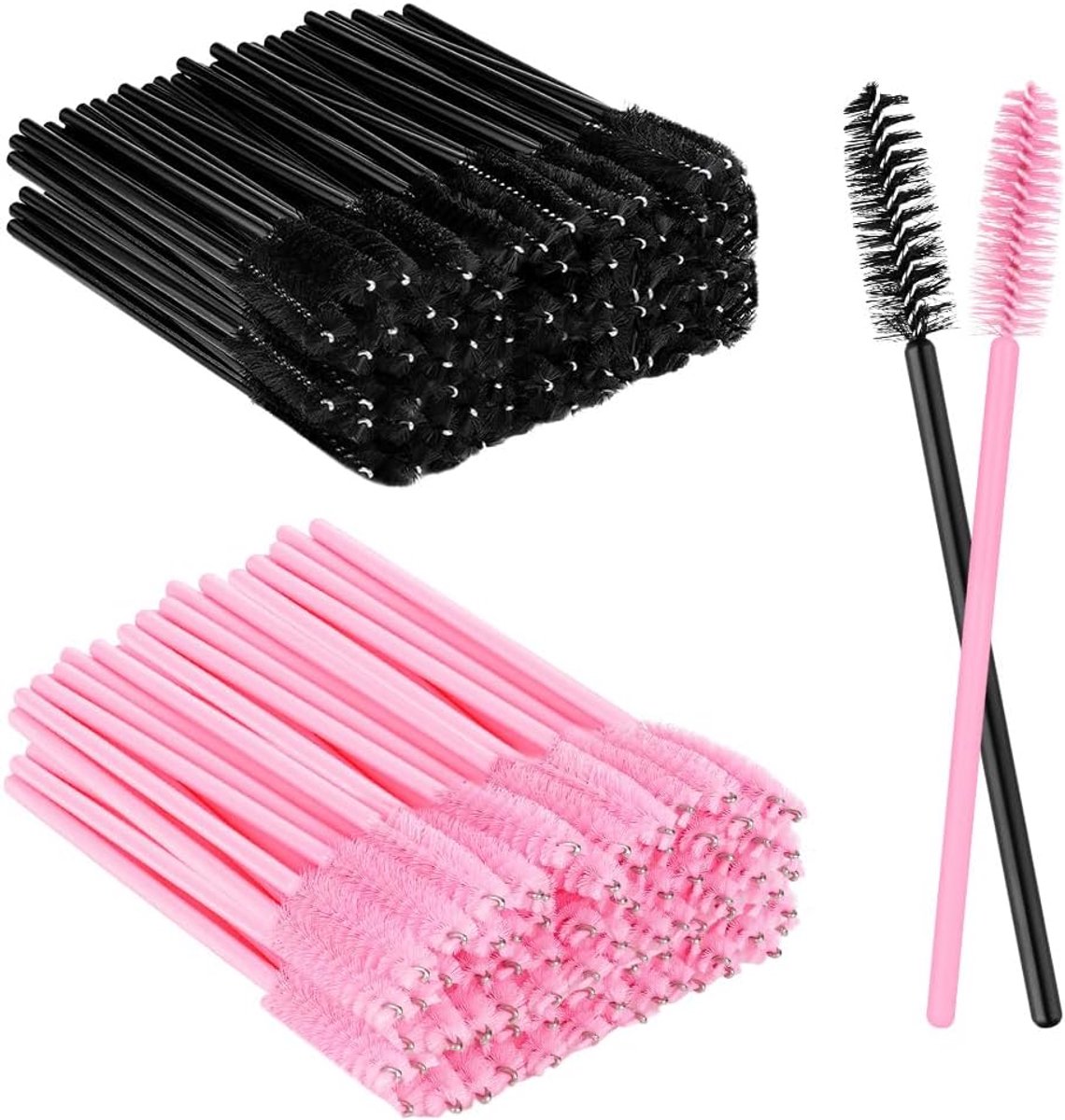 200 stuks wegwerpwimperborstels, wimperextensionsborstels, wimperextensionsaccessoires, wimperborstel voor schoonheidssalons en thuisgebruik, cosmetische borstel voor valse wimpers (set A)