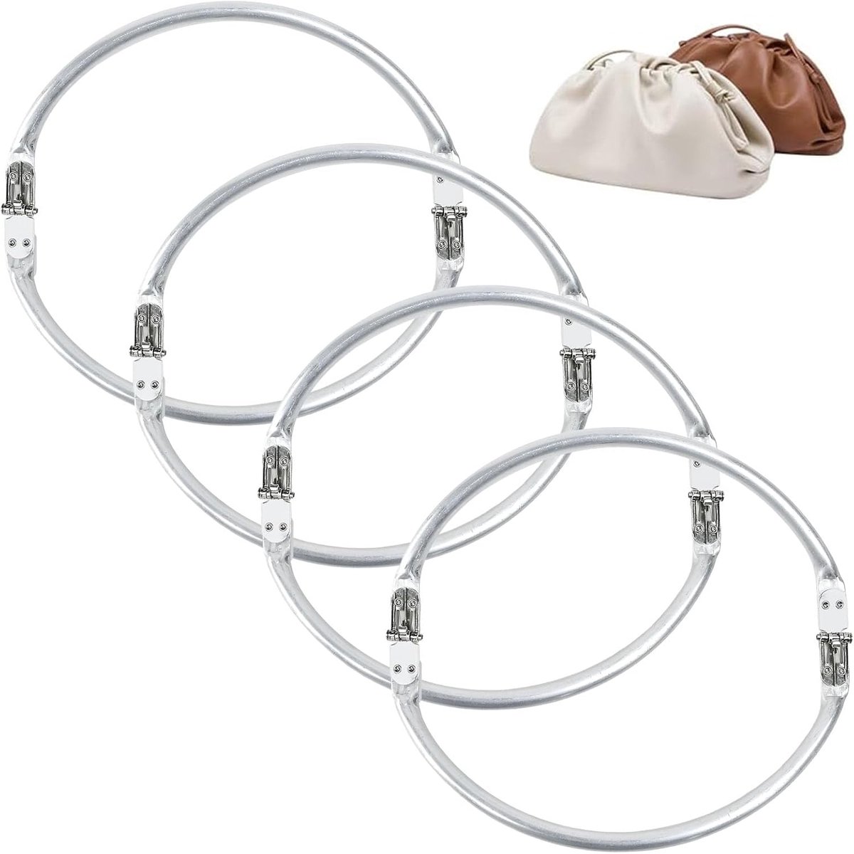 4 stuks zakframes, sluitingen, aluminium zakbeugel, zaksluiting, 23 x 10,5 cm, haakzaksluitingen, zilveren portemonnee, frame, intern draadframe voor doe-het-zelf portemonnee, clutch