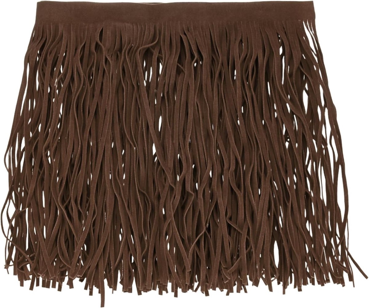 METERXITY PU Lederen Franje Trim, 1 Yard 7,9 Inch Donkerbruin Dubbelzijdig Suede Kwastje Naaien Trim voor DIY Ambacht/Naaien Jurk Kostuum/Tassen Schoen Decoratie, Franje Kwastje