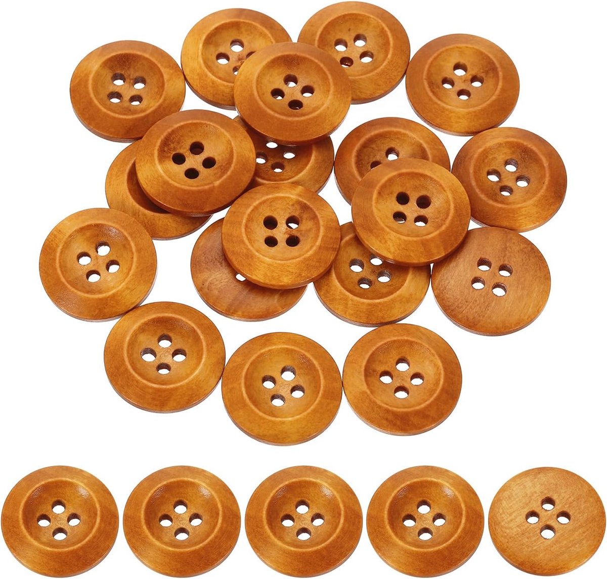 Knopen, 20 mm (13/16") 4-gaats ronde houten knopen naaien knoop handwerk voor naaien, doe-het-zelf handwerk, kleding, lichtbruin