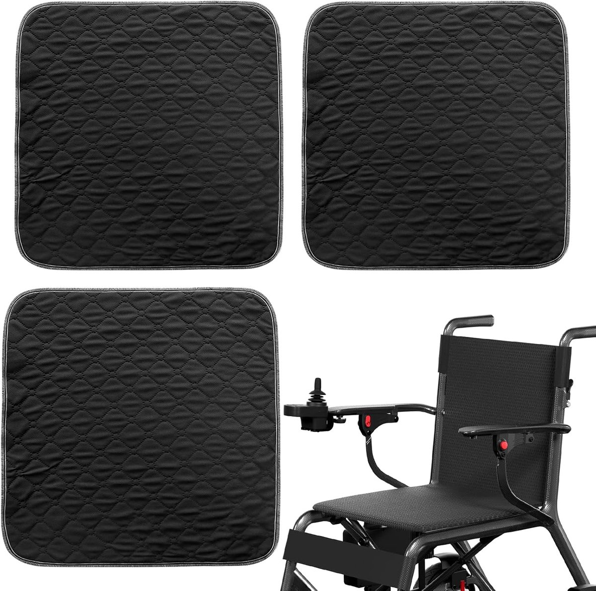 3 stuks incontinentie-onderleggers, wasbaar, 50 x 50 cm, waterdicht en absorberend, herbruikbare incontinentie-onderleggers voor rolstoel, auto, bank