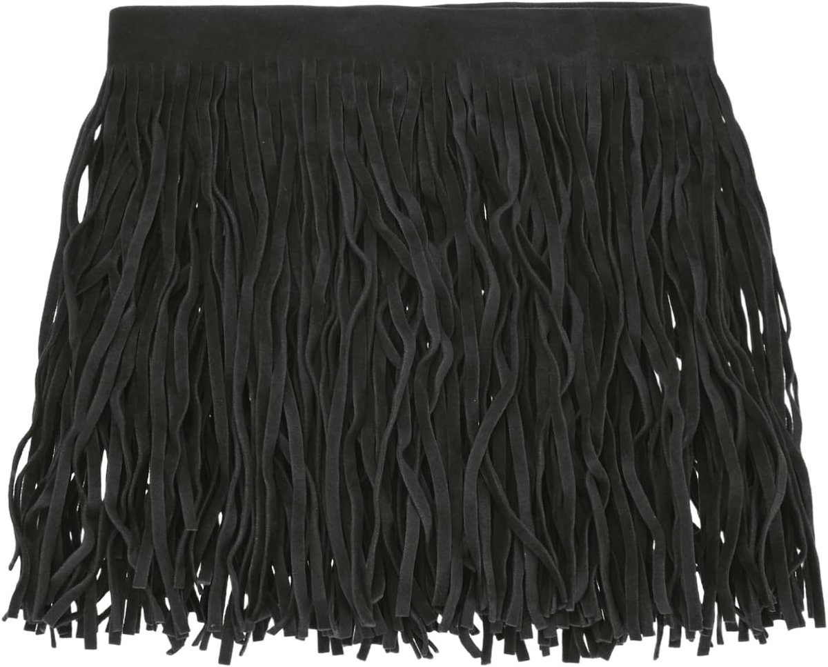 METERXITY PU Lederen Franje Trim, 1 Yard 15,5 cm Zwart Dubbelzijdig Suede Kwastje Naaien Trim voor DIY Ambacht/Naaien Jurk Kostuum/Tassen Schoen Decoratie, Franje Kwastje