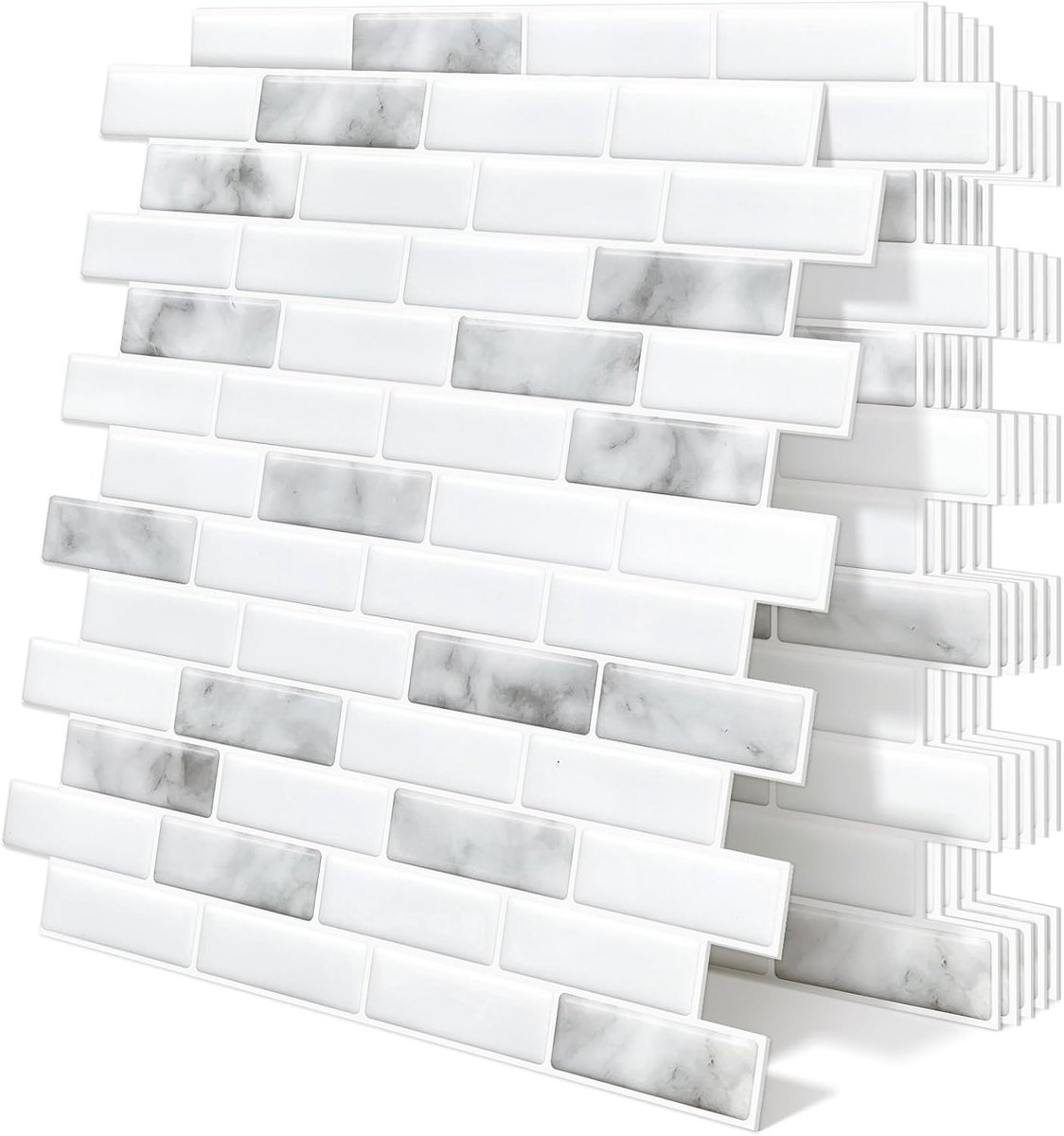Plaktegels Keuken 3d Zelfklevende Wandtegels Tegels 10 Vellen | Grijs,Marmer,Keuken,Badkamer,Wand,Muur,30.5 x 30.5 cm