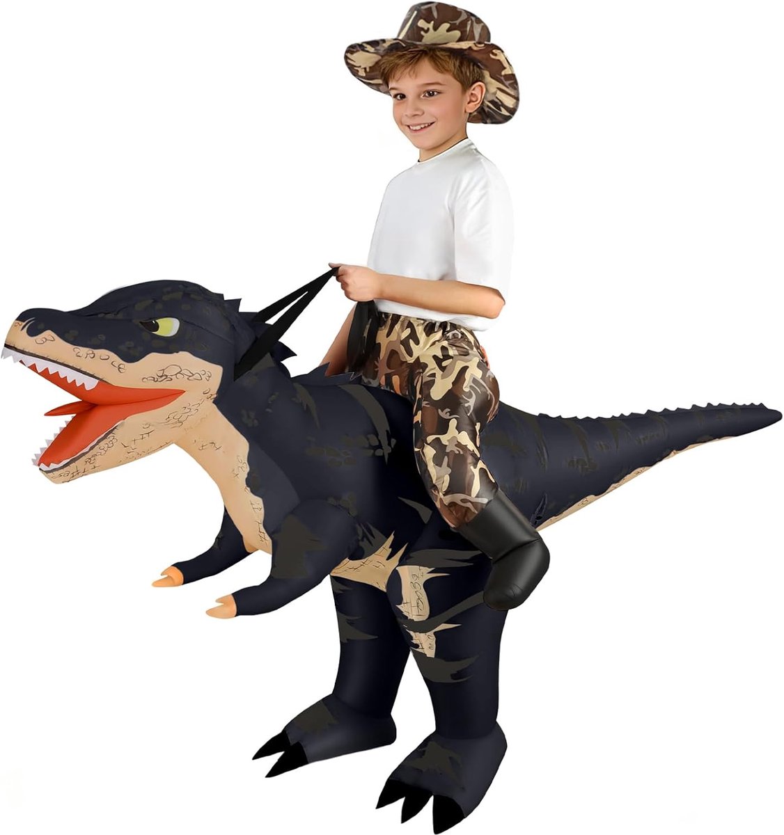 dinosauruskostuum voor kinderen, T-Rex-kostuums, tyrannosaurus rex pak, grappige Halloween-jurk voor carnaval, party, verjaardagscadeau, inclusief opblaassysteem