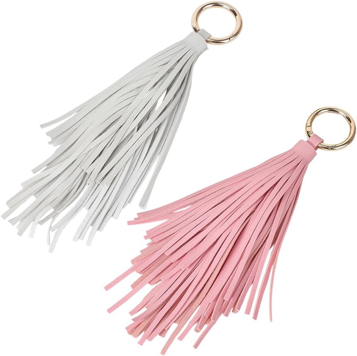 2 STKS PU Lederen Kwastje Sleutelhanger met Gouden Ring Vrouwen Handtas Charms Sleutelhanger 2 Kleuren Lederen Kwastje Hanger Sleutelhanger Sleutelhanger Sleutelhangers Houder voor Mannen