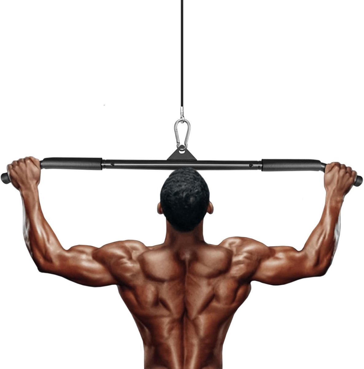 Biceps pull-up bar, LAT pull down bar fitness krachttraining rechte stang kabel latpull-up bar bar voor thuis bodybuilding workout accessoires tricepsstang zwart