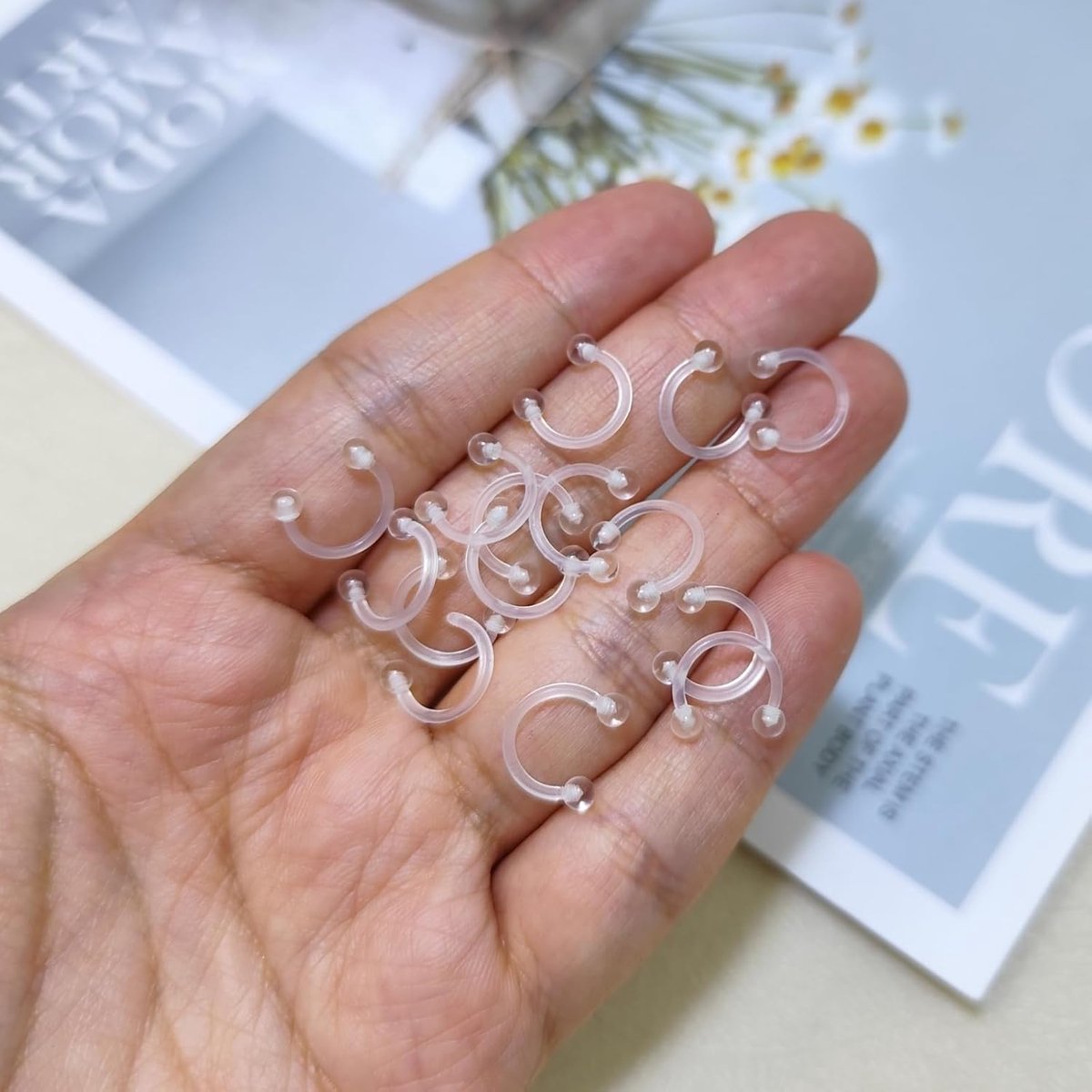 15 stuks kunststof hoefijzer neus lip septum ring 1,2 mm kunststof neusring lip piercing 6-12 mm bioflex