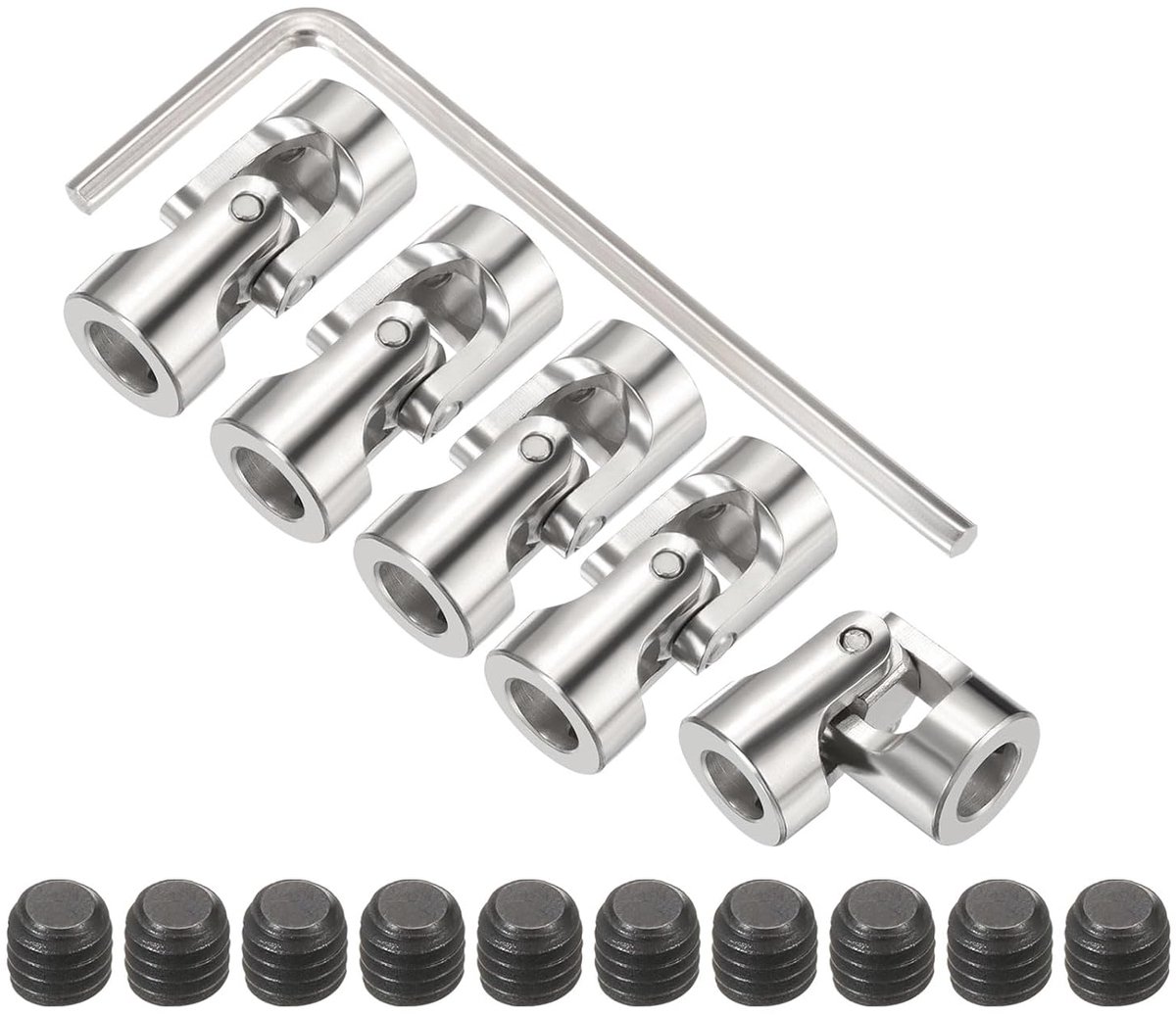 5 stuks 6 mm tot 6 mm ID-stuurgewricht, universele askoppeling, L23XD11 metaal, 45° graden scharnieren, draaikoppeling met schroeven, moersleutelset voor verbinding, 5 stuks