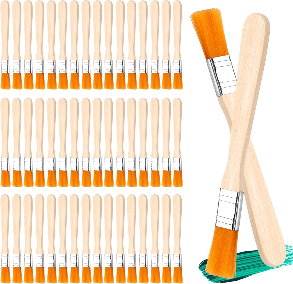 50 stuks kleine penselen borstelset, 13 cm kleine lakkwast, lakkwast, schilderkwast met houten handvat, duurzaam en veelzijdig, kleine kwastenset voor kunst, doe-het-zelf schilderen, lakken