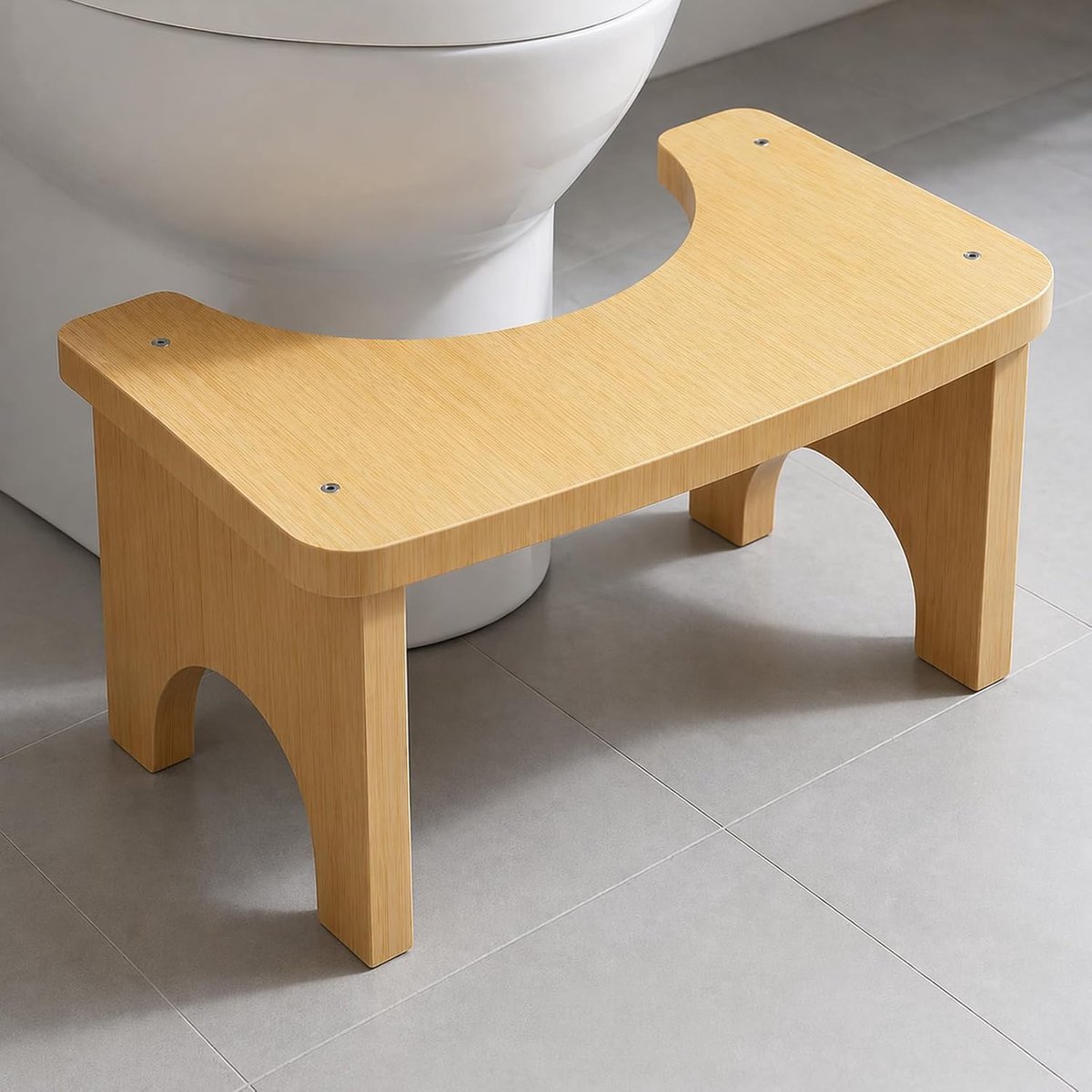37 × 20 × 17 cm toiletkruk: natuurlijk bamboe wc-kruk, ergonomisch design, anti-slip kruk, originele kleur, voor badkamer en familie