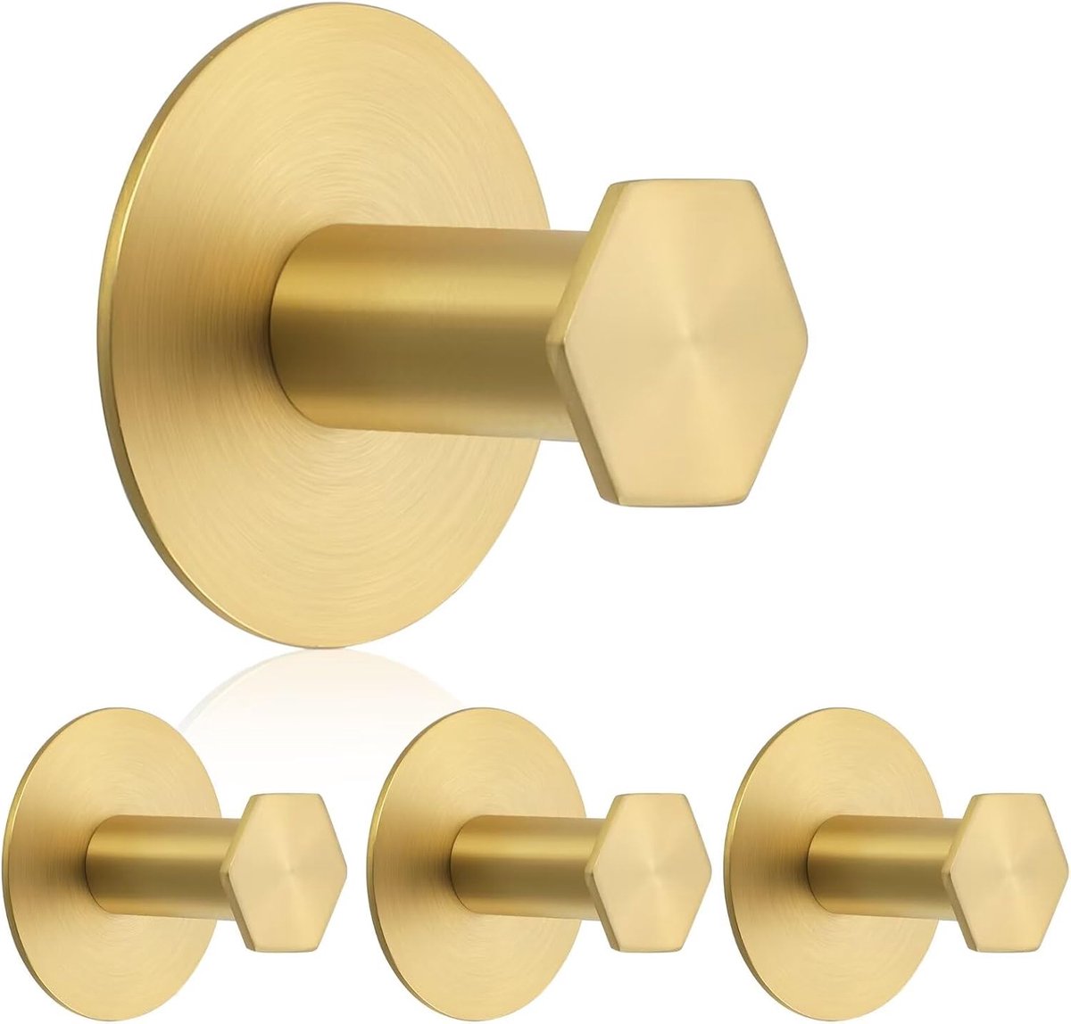 Zelfklevende haken, Goud wandhaken zonder boren, handdoekhaken, kledinghaken, badjashaken voor badkamer, toilet, keuken, 4 stuks, EGJF23001Y-3M-SG-4P