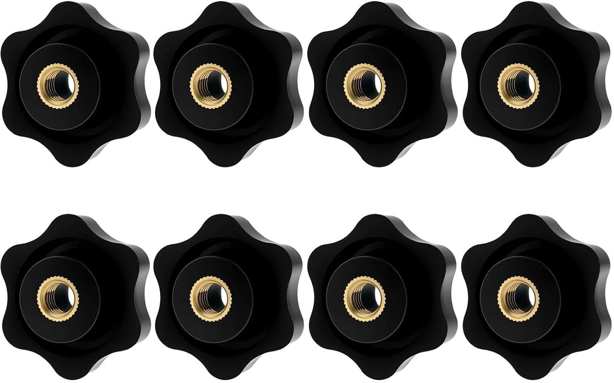 8 stuks M6 Kartelmoeren, Buitendiameter 32 mm, Messing Binnendraad, Voor Meubels, Machines, Staanders & Rekken - Zwart