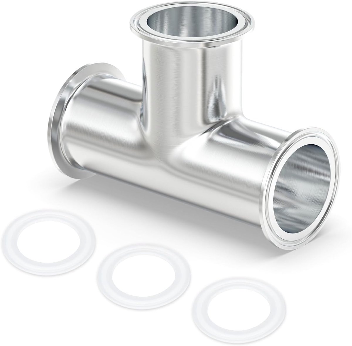 1 stuk klem-T-stuk 3-weg 2" (51 mm) OD roestvrij staal 304 sanitaire buisfittingen Geschikt voor 2" Tri Clamp 64 mm ferrule flens met siliconenpakkingen