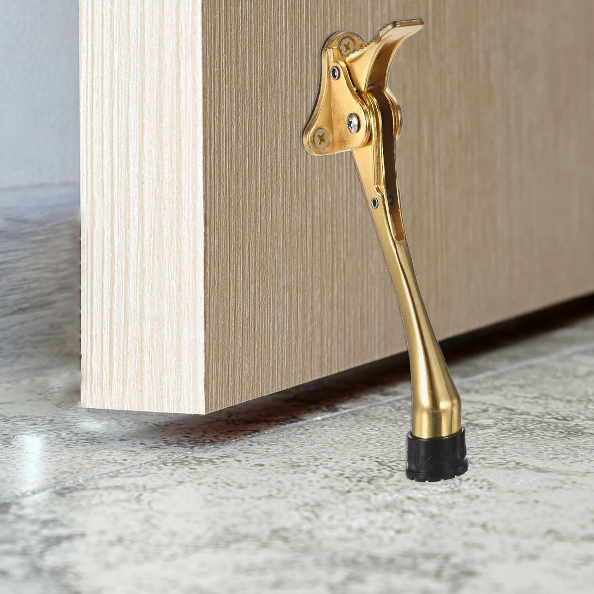 Stoppers, 6 inch aluminium neerklapbare deurstopper met verstelbare hoogte voor woonkamer/slaapkamer/badkamer, deurstophouder [goudkleur]