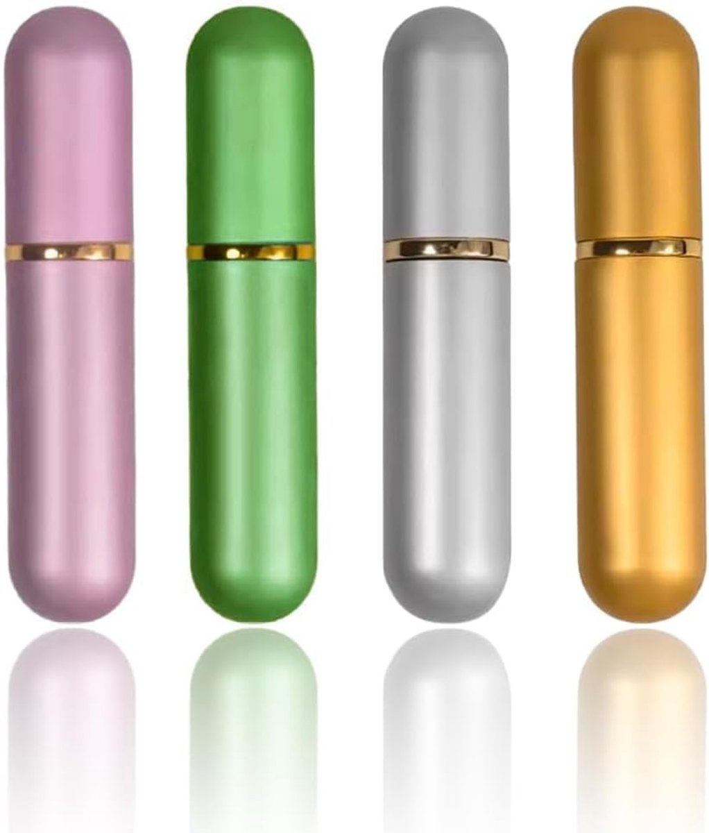 4 stuks aromatherapie-sticks voor etherische oliën, neusinhalatoren, etherische olie, aromatherapie-fles met 4 katoenen lonten (zwart/zilver/goud/grijs)