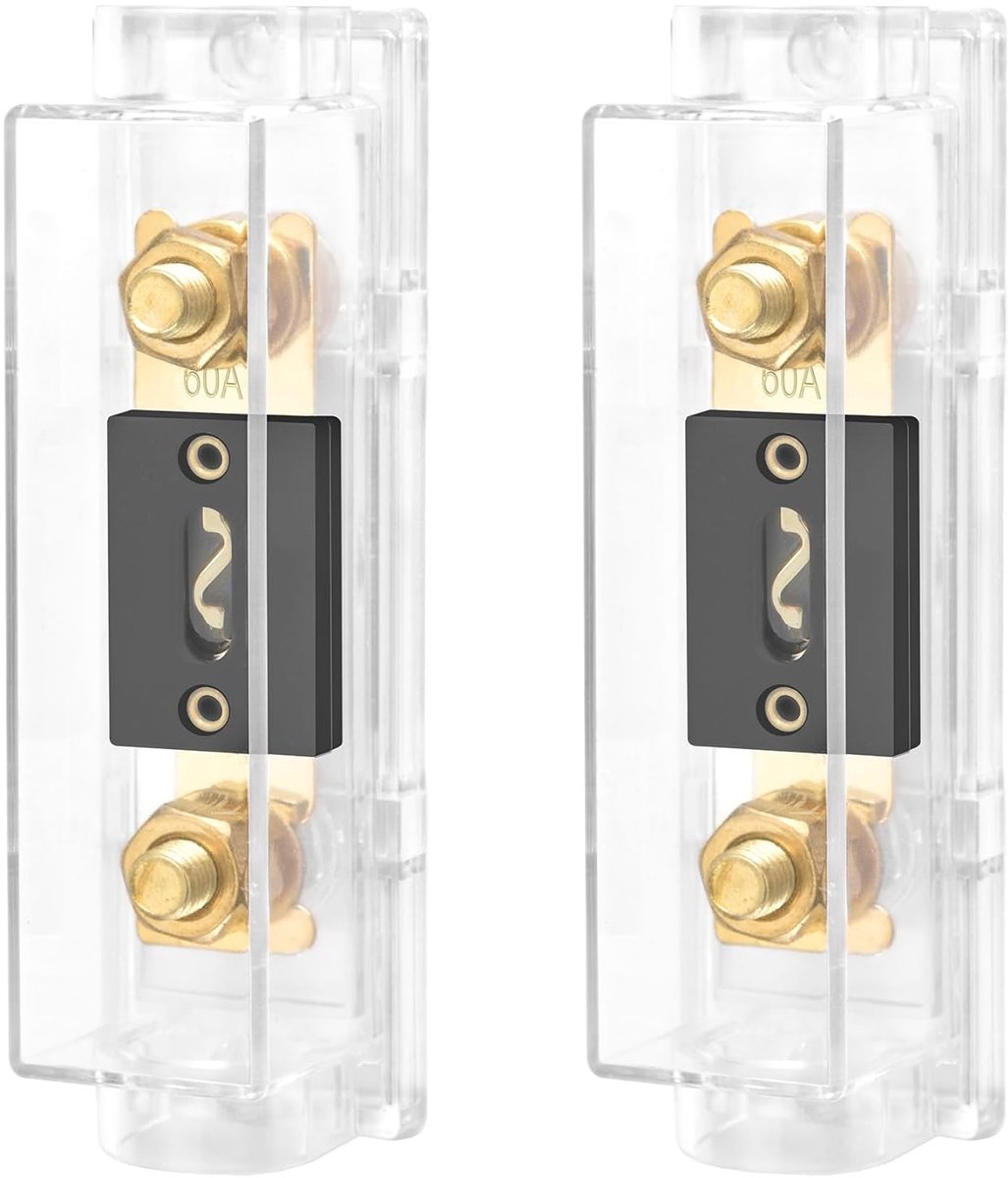 Auto Audio Video Stereo ANL zekeringhouder, 0/2/4 gauge in en uit, met 60 ampère ANL zekering, 2 stuks