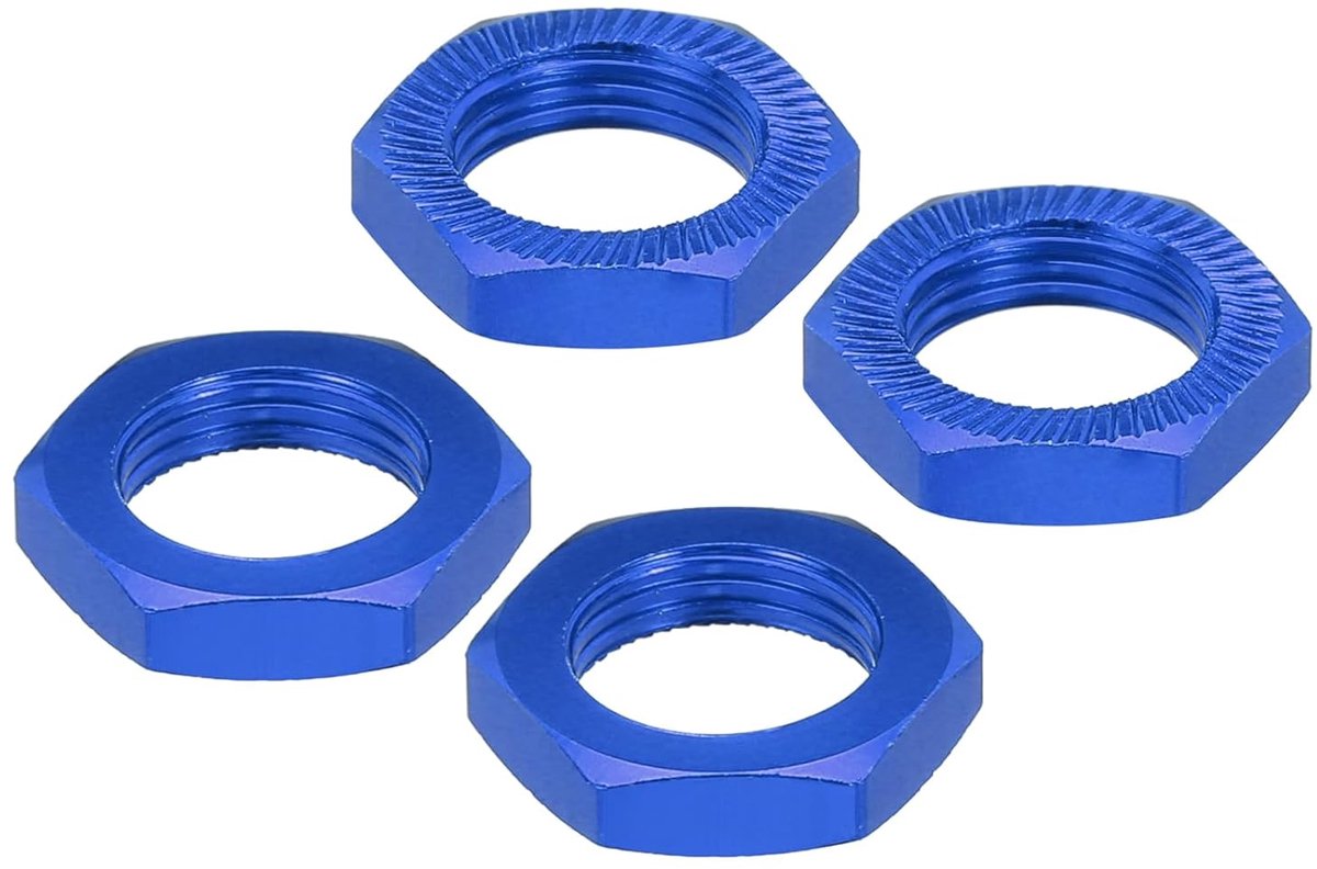 Aluminium 17 mm RC wielmoer schroefdraad M12 x 1,0 mm zeskant wielmoeren RC wielmoeren voor 1/8 RC modelauto, vrachtwagen, terreinwagen, verbeterde onderdelen, verpakking met 4 stuks