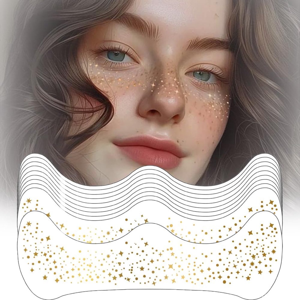 Tijdelijke Sparkle Freckles Folie Waterbestendig En Gemakkelijk Te Verwijderen, Festival Tattoos, Nep Sproeten, Nep Tattoos, Voor Festival, Feest, Golda