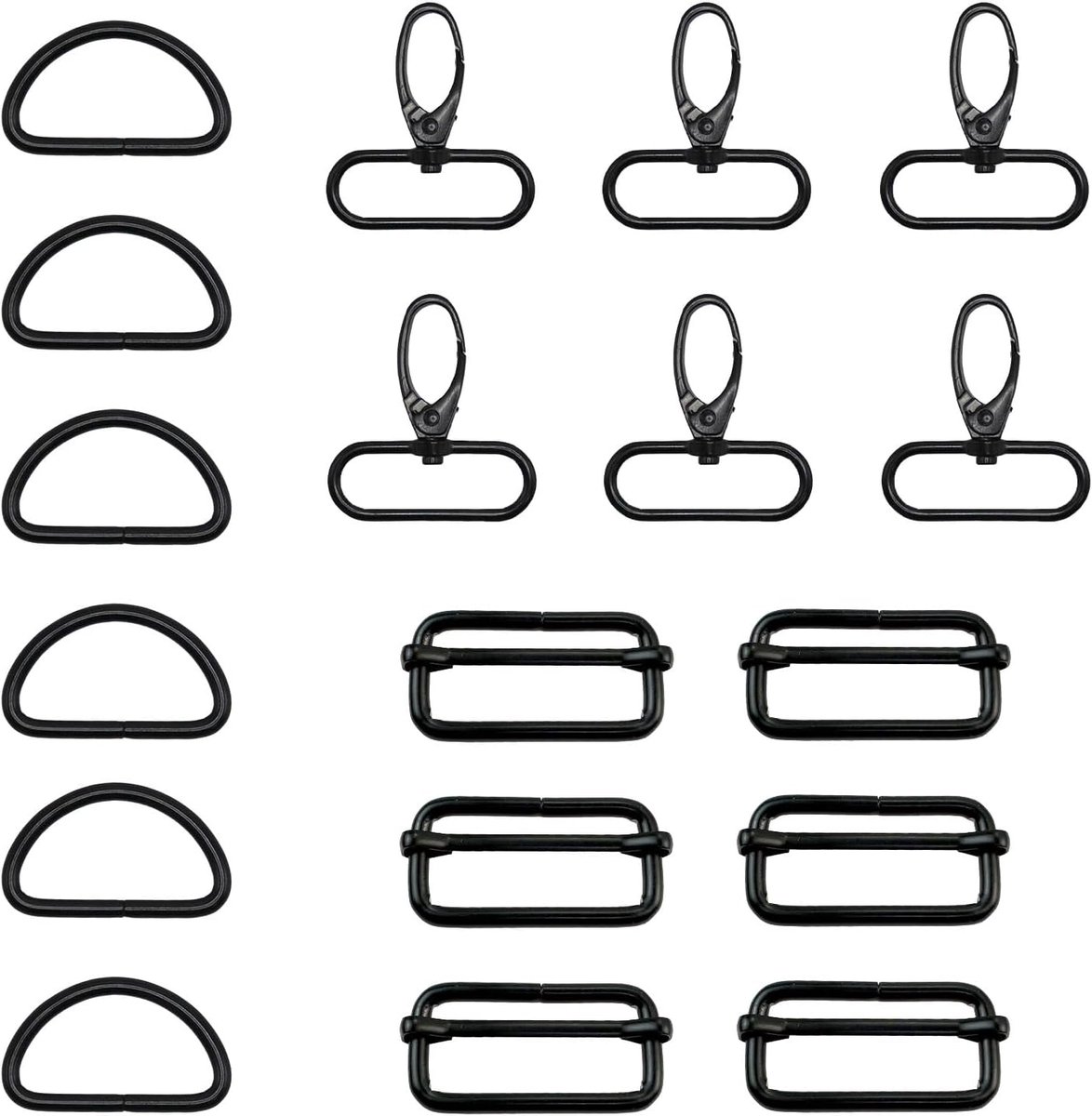 18 stuks Taschenaccessoire zum Nähen, D-ringen (40mm), Leiterschnallen und Karabinerhaken mit Drehgelenk, Robuuste metalen accessoire voor handtassen, Hondegeschier, Sleutelhangers en creatieve projec