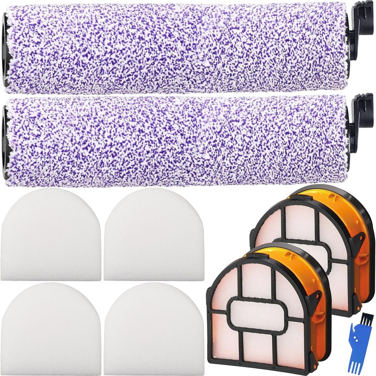 Replacement Parts for Shark WD100 WD101 WD200 WD201 AW201 WD200C WD201C WD101C WD210UK HydroVac XL 3-in-1 Multi-Surface Vacuum 2 Roller Brushes 2 Filters 4 Foam Filters Accessories Kit
