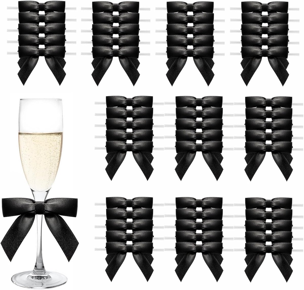 Strikken Cadeaustrikken Cadeaudecoratie Kleine Strikken Voor Kerstmis Bruiloftenen Geschenkverpakkingen Zwart