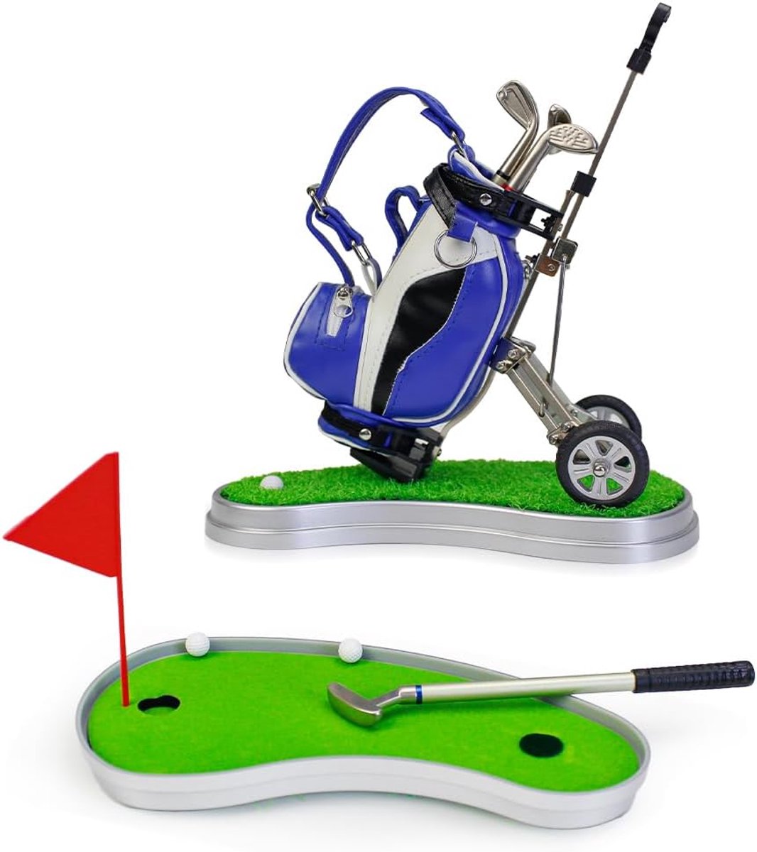 Golf Geschenken Voor Mannen Mini Golf Desktop Set, Golf Club Pen Houder met Putting Green, Bureau Gadget Gift