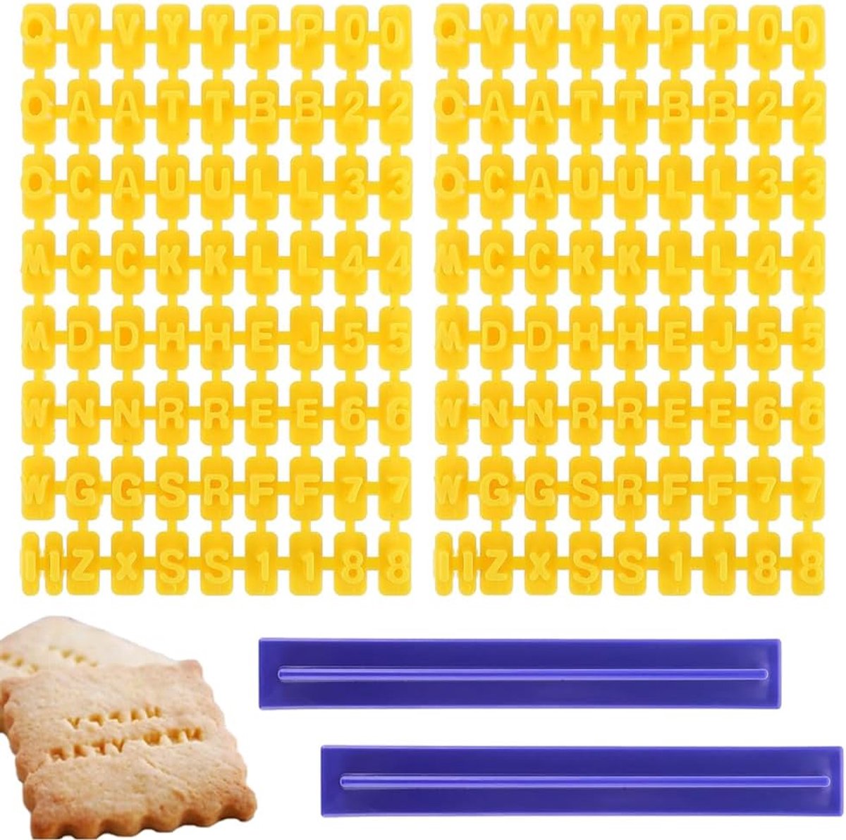 144 stuks Koekjesstempels, Letters Alfabet, Brieven, Nummers, Stempelset, Uitsteekvormpjes, Fondant, Schimmel Voor Bakken, Klei En Gebak