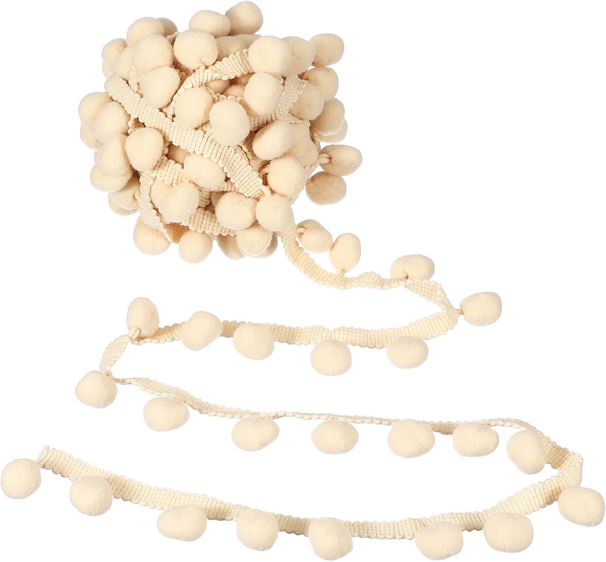 Pom Pom Lint, 1 inch breed, beige pompon, franjelint, naaien, franjes, stoffen band voor doe-het-zelf knutselen, gordijnen, jurken, kussens, woonaccessoires, 20 mm