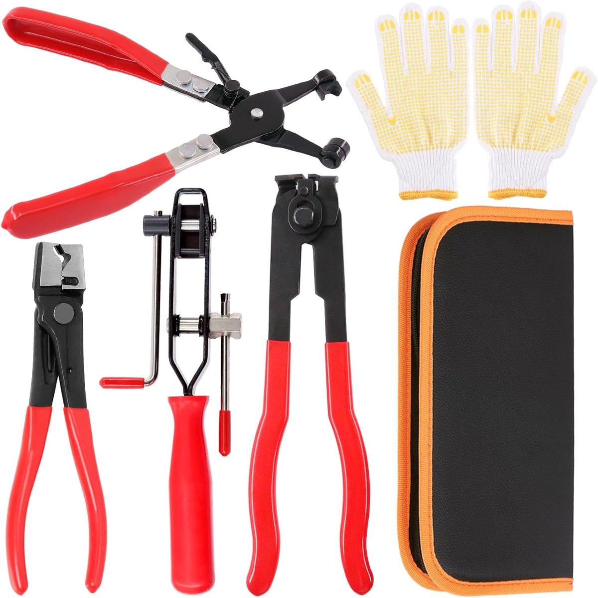 5 stuks 4 soorten CV Joint Boot Klem Tang, Slangklem Tang, ATV CV As Boot Klem Tang, Clic-R Type Tang met Handschoenen Assortiment Kit, Auto Banding Gereedschap Kit voor de meeste Auto