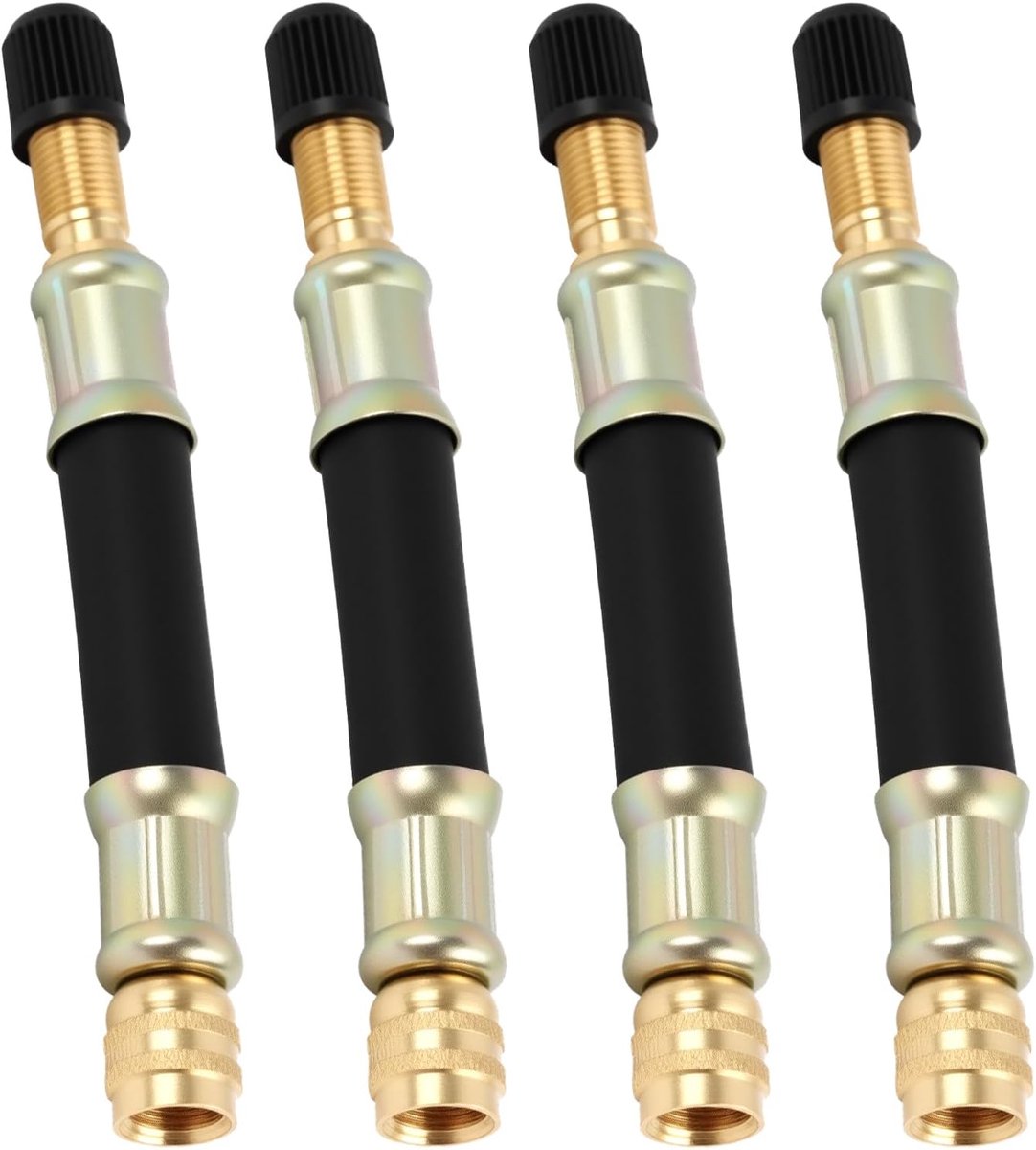 4 stuks bandenventielverlenging, autoventiel, 100 mm, bandenventielverlenging, rubber, ventielextender voor auto, motorfiets, fiets, scooter, 100 mm, flexibele autoventiel, verlenging voor moeilijk