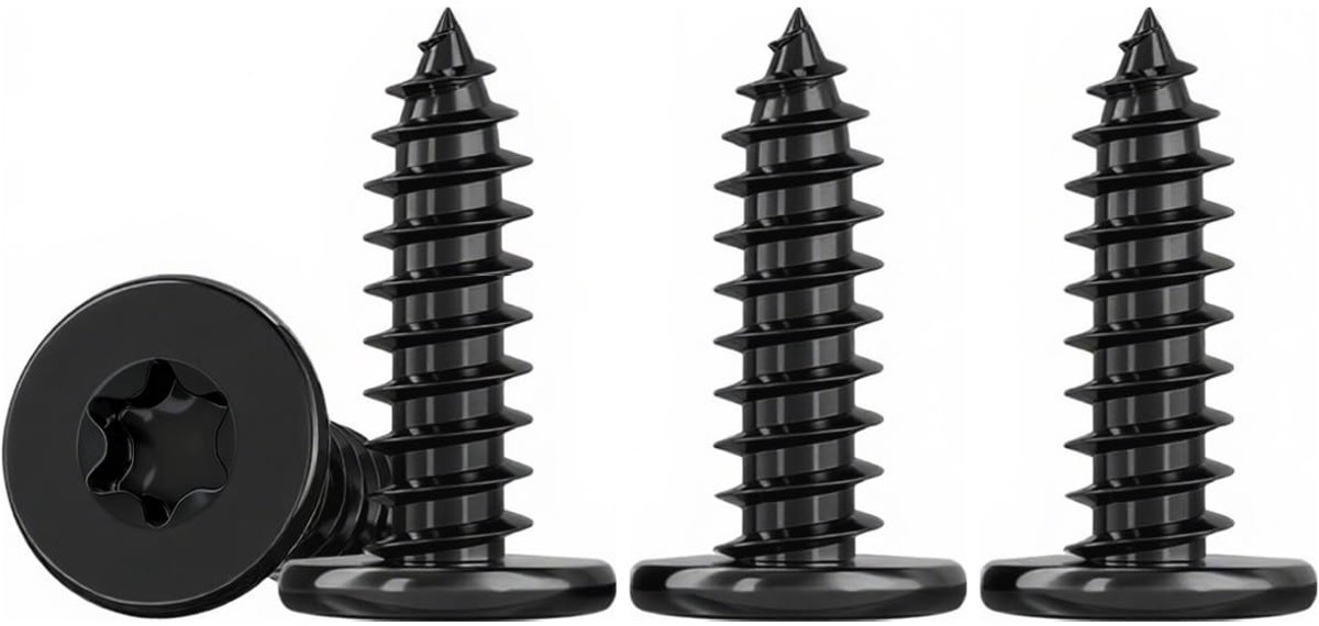 Roestvrijstalen Schroeven Hout Zwart M5 X 16 mm, 50 Stuks Schroeven Met Platte Kop Roestvrij Staal A2 V2A Plaatschroeven Ideaal Voor Binnen- En Buitentoepassingen