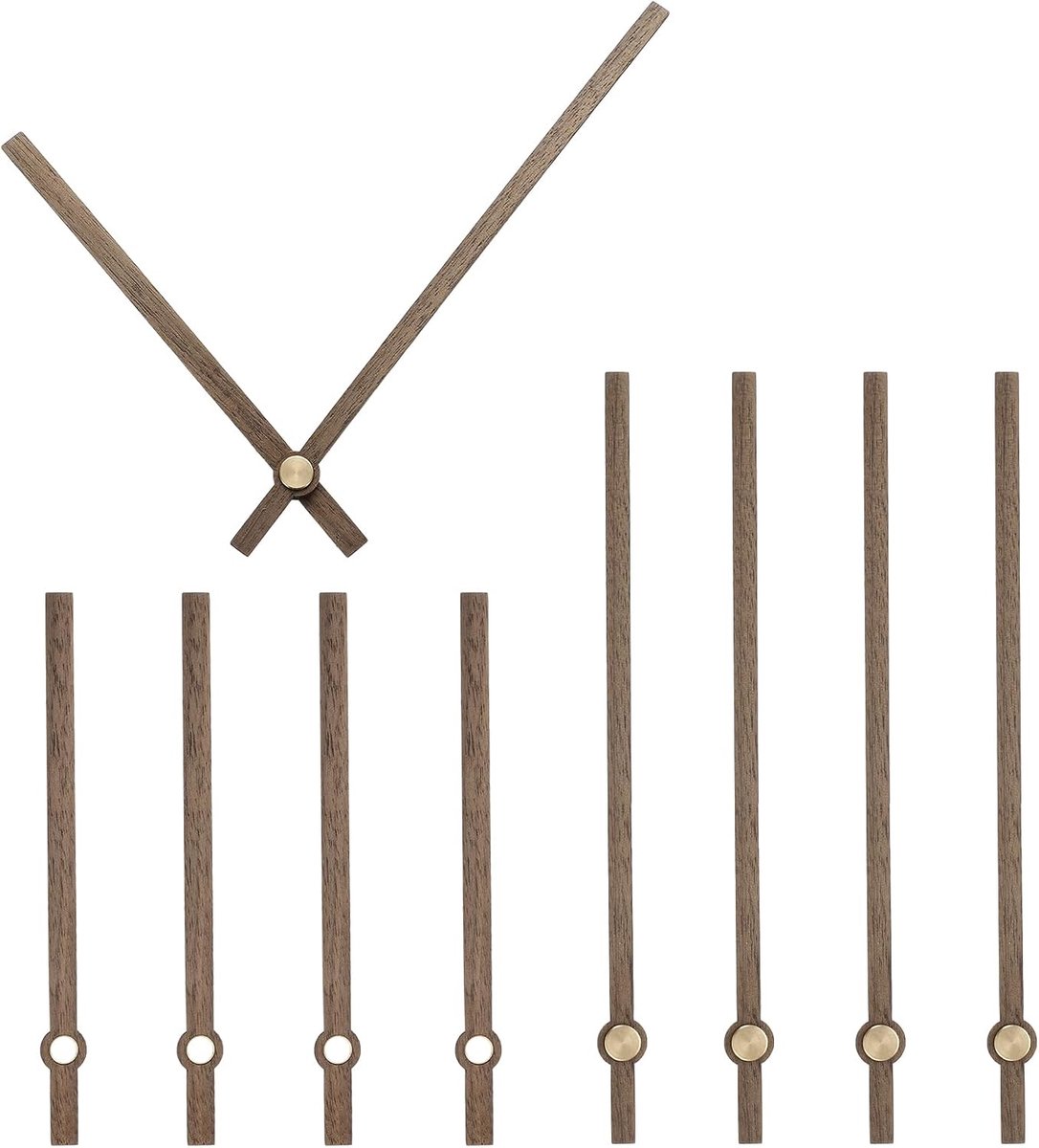 5 set houten wijzers alleen walnoothout wijzers klok kit voor klok DIY reparatieonderdeel vervanging geschikt voor 14 inch wandklok, 14 inch wandklok, 5,91 inch