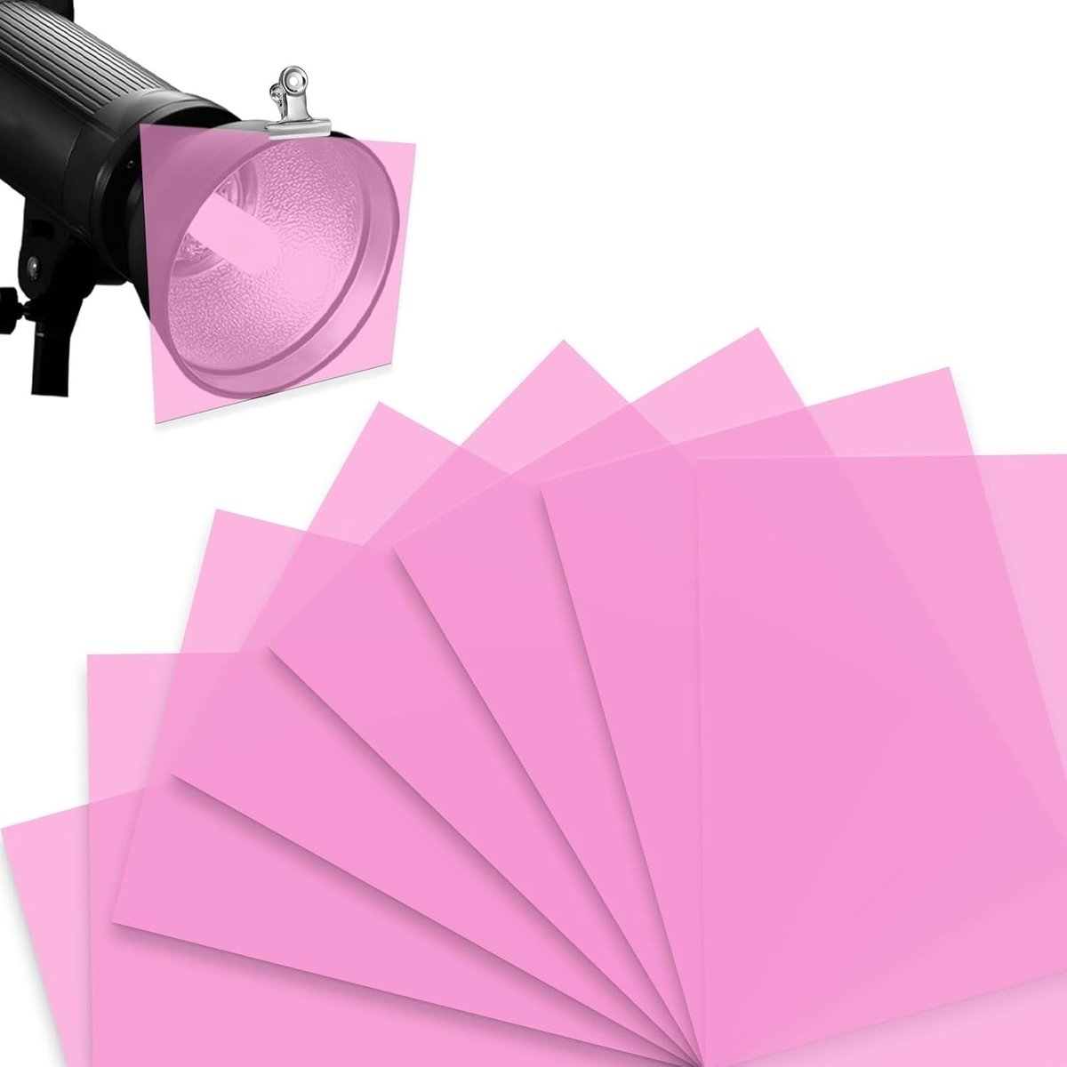 Kleurfolie, hittebestendig, kleurfolie, A4, transparante kleurcorrectie voor lampen, roze lampfolie, 29,7 x 21 cm, kleurfilter, foto, studio, spot, stroboscoop, flits, led-podium, doe-het-zelf