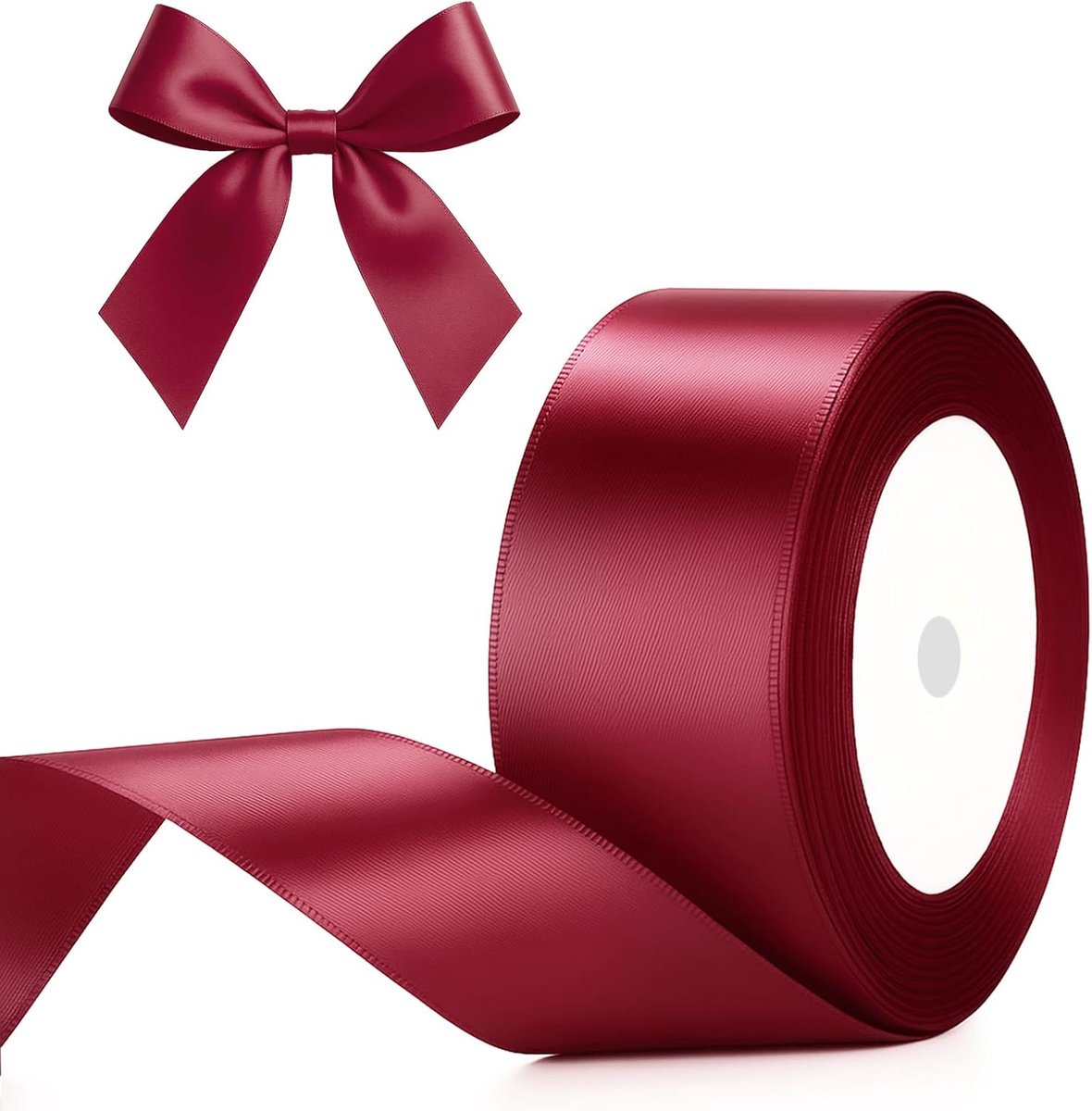 Bordeaux satijnen lint 40 mm, breed decoratief cadeaulint, 22 m lint om te knutselen, bordeauxrood, decoratief lint voor geschenkverpakking, decoratie