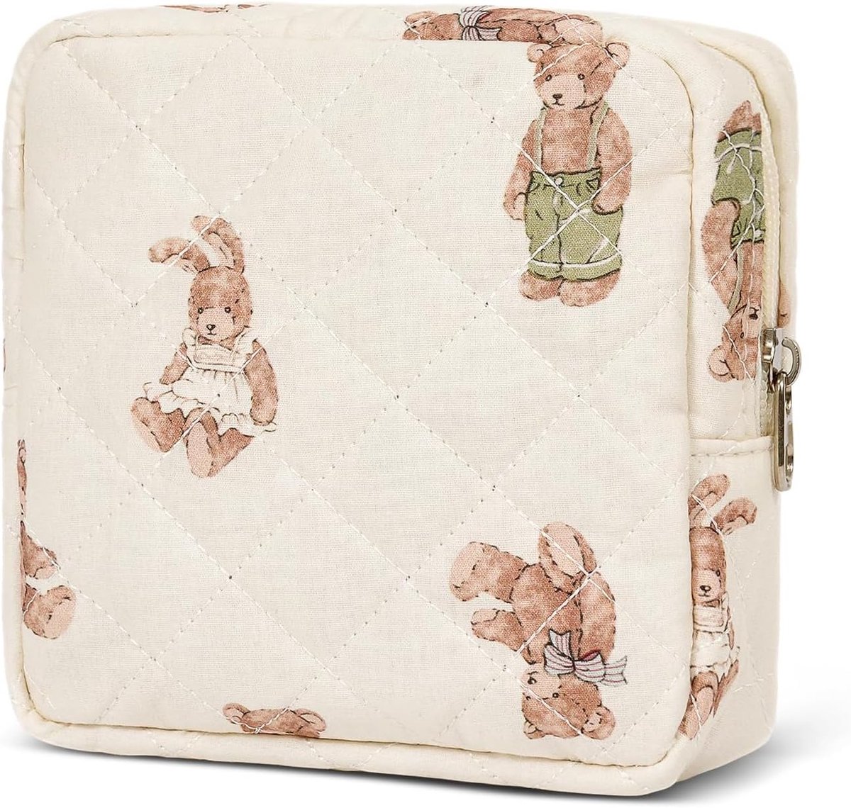Steppstoff Makeup Tasche voor Handtas, Kosmetiktas met Vakken, Esthetische Katoen Makeup Tas, Reis Toilettas, Sleutels en Lippenstift