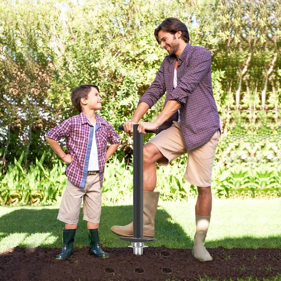 3-in-1 grasplugger en bollenplanter, diepteverstelling (7,5-15 cm) roestvrijstalen scherpe tanden, ergonomische grip, voor grasreparatie, bodembemonstering en tuinbeplanting, 81 cm — afbeelding 5