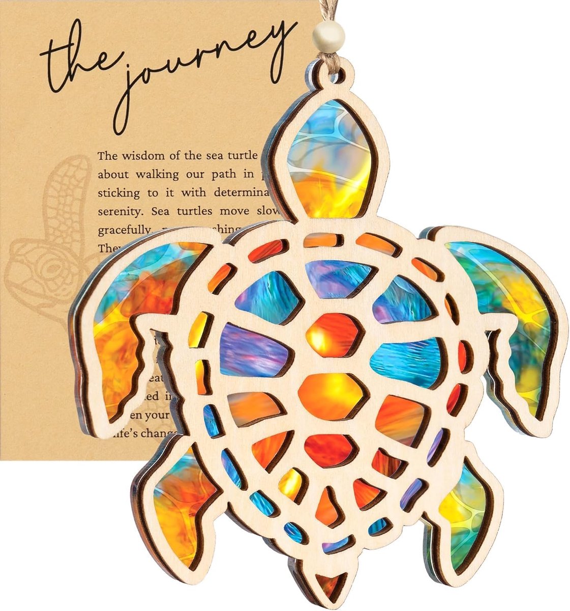 Zeeschildpadgeschenken voor beste vriend, inspirerend vriendschapscadeau voor vrouwen, acryl zonnevanger, hangend decor met verhaalkaart, schildpad strand kerstboom ornament verjaardagscadeaus voor